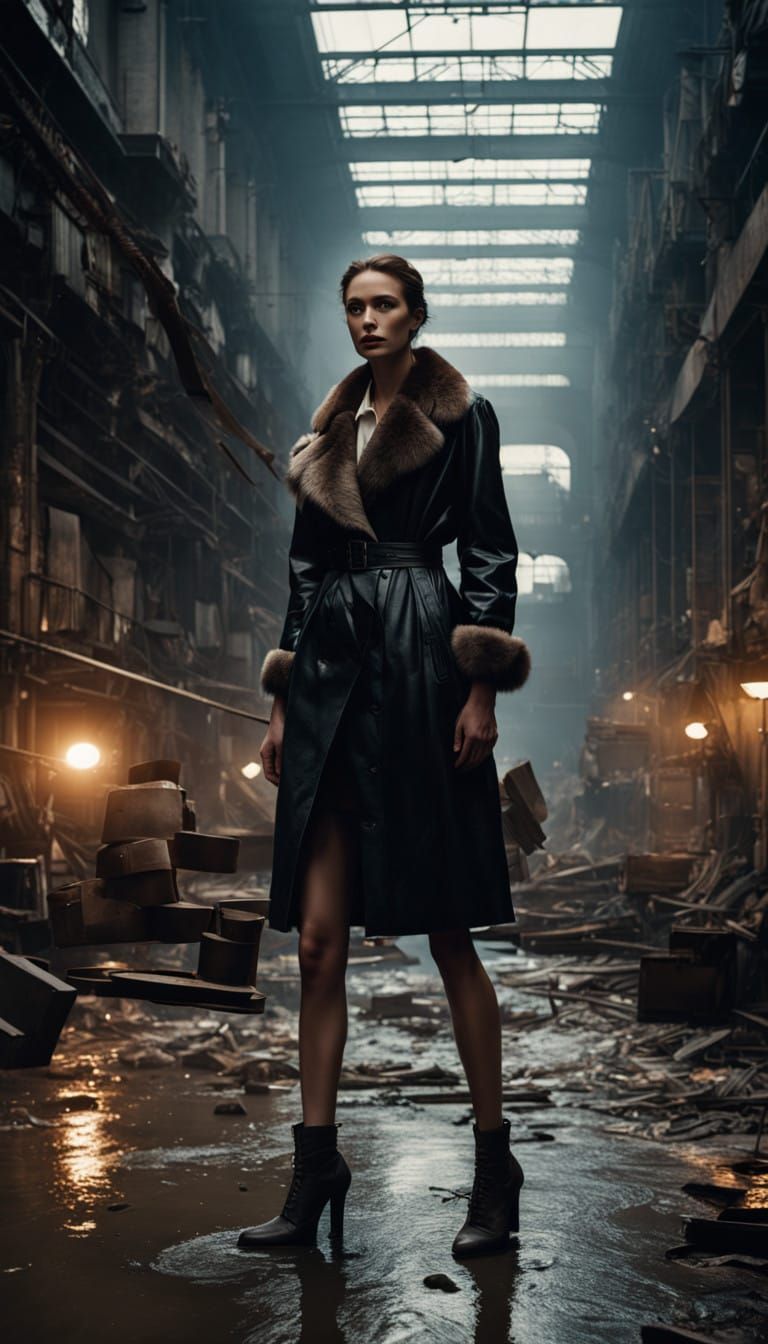 Stunning High-Fashion Woman Dominates Football Field in Sabl...