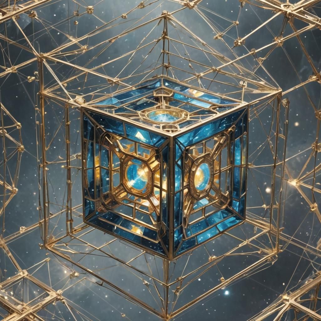 Tesseract Suspended Between Dimensions