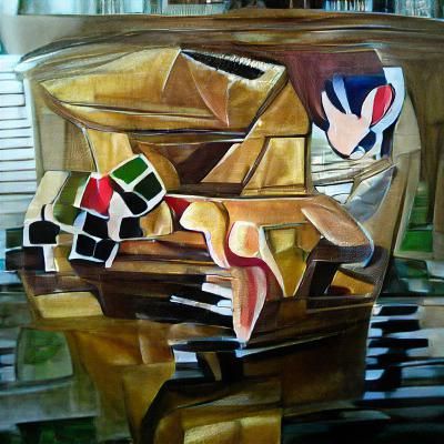 Cubist Piano Jazz Oil Painting