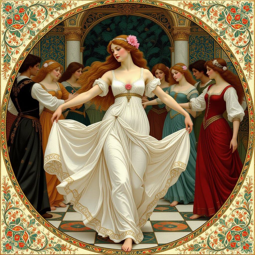 Terpsichore Leads a Dance, Pre-Raphaelite Style