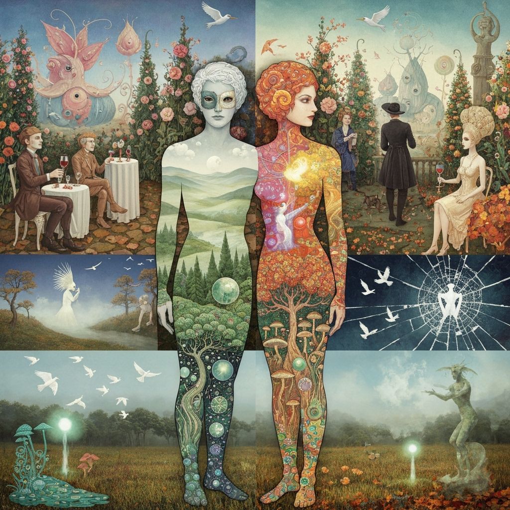 Surreal Garden Party in a Dreamlike Fantasy