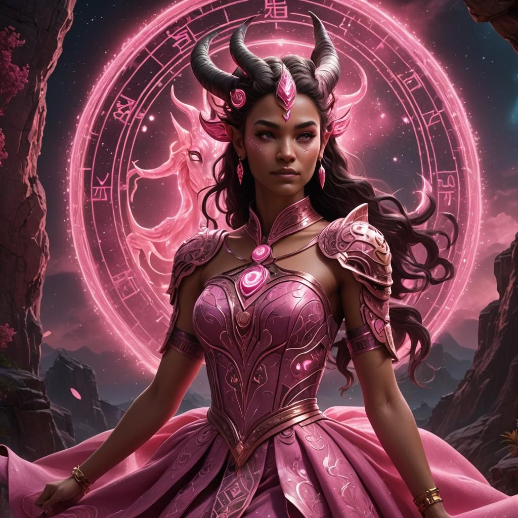 Girl with Capricorn Sign in Detailed Matte Painting