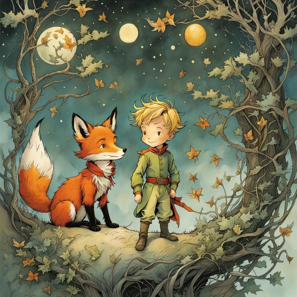 The Little Prince and Fox: Detailed Illustration