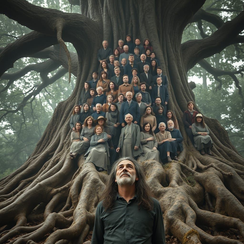 Man Glimpses Ancestors in Ancient Tree