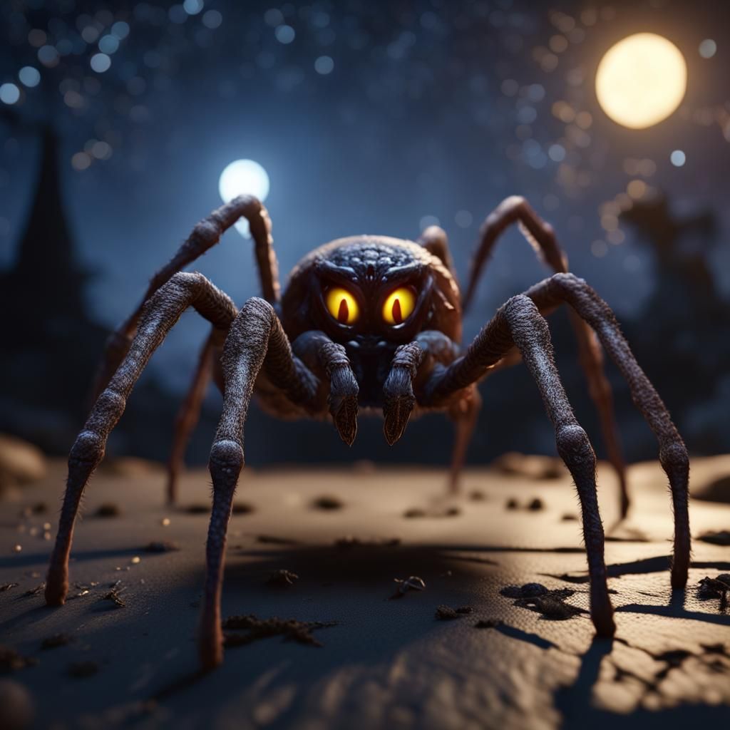 Creepy Zombie Spider Lunging, 3D Render