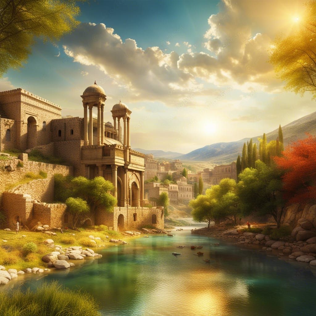 Sunny River Valley in the Near East