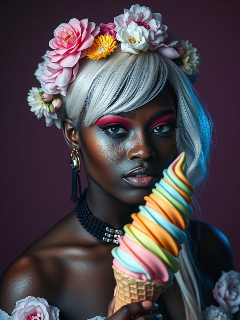 Woman with Ice Cream, Soft Gothic Style