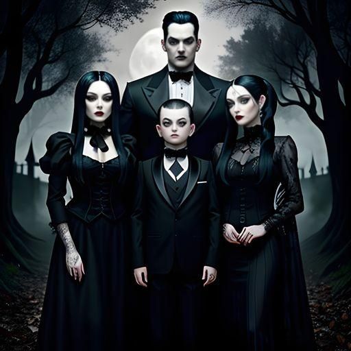 Gothic Family Portrait in Gothpunk Style
