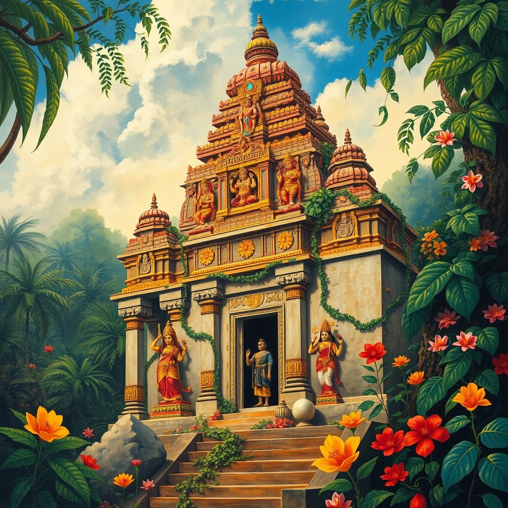 Vibrant Deities Adorn Ancient Indian Temple