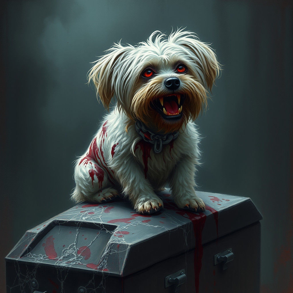 Vampire Dog in Gothic Horror Illustration Style