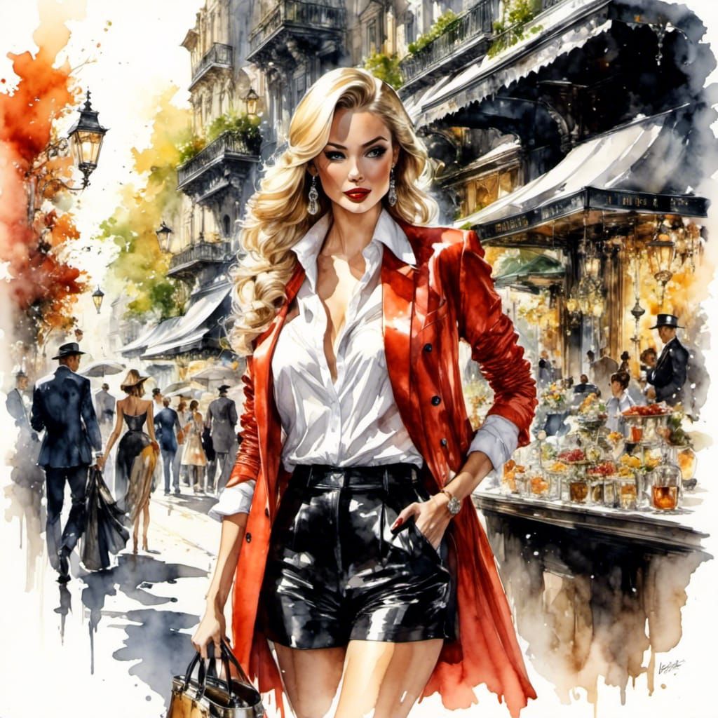 Female Reporter in Watercolor Comic Art Style