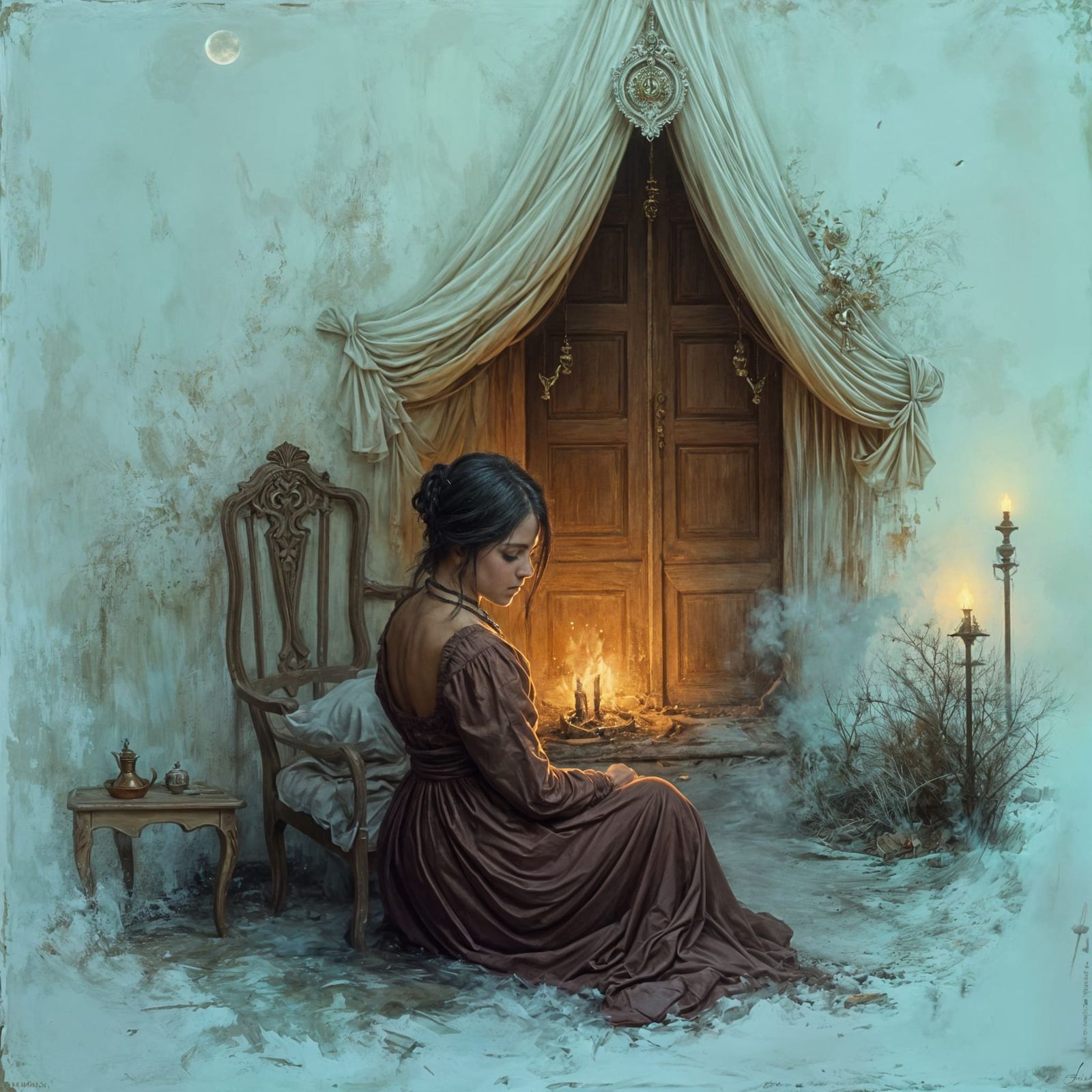 Ethereal Moonlit Night in a Mysterious Landscape