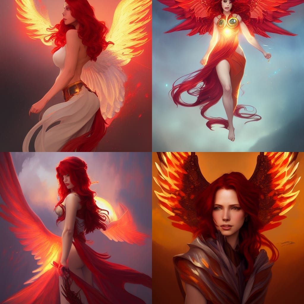 Sunset Shimmer Portrait with Wings and Fire