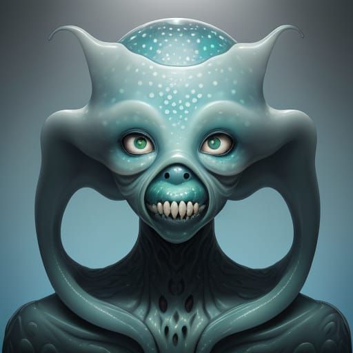 Surreal Close-Up of Person with Tentacle Mask