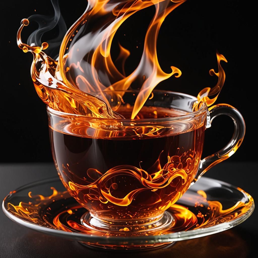 Liquid Fire Magic in a Transparent Teacup