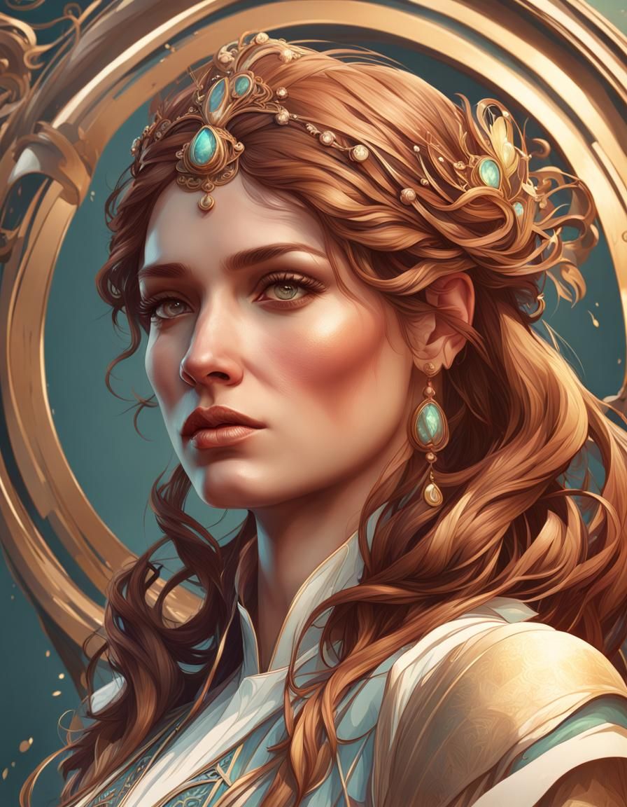 Art Nouveau Portrait in Digital Art Style