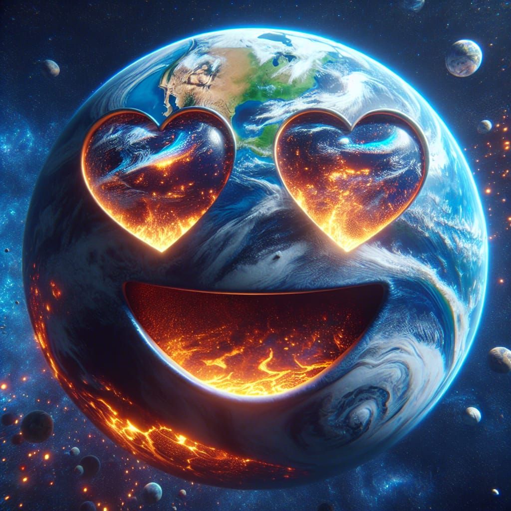 Earth as Smiling Emoji: Fantasy Concept Art