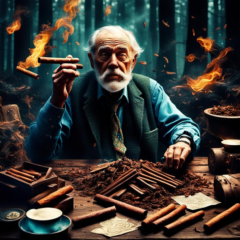 Hyperrealistic Matte Painting of Wooden Cigars