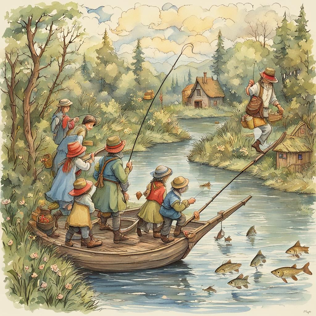 Enchanting Fairy Tale Fishing Scene
