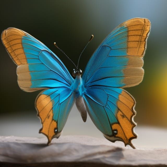 Teal Blue Butterfly: AI Generated Beauty