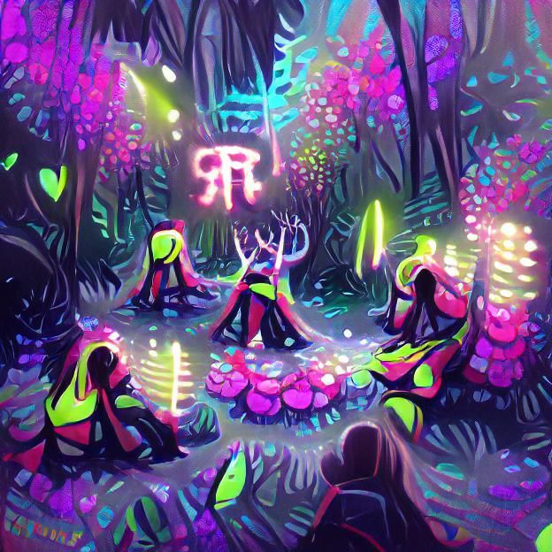 Neon Forest Ritual: A Sparkly Spectacle