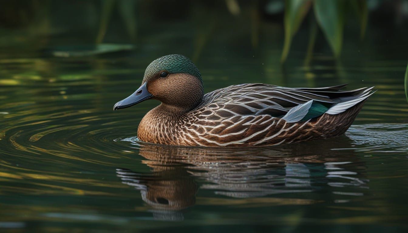 Hyperrealistic Yellow-Billed Teal in Dramatic Splash Art