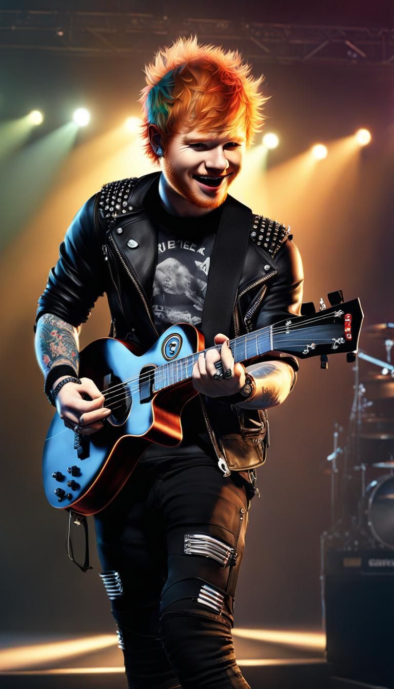 Ed Sheeran as Punk Rocker in Hyperrealistic Portrait