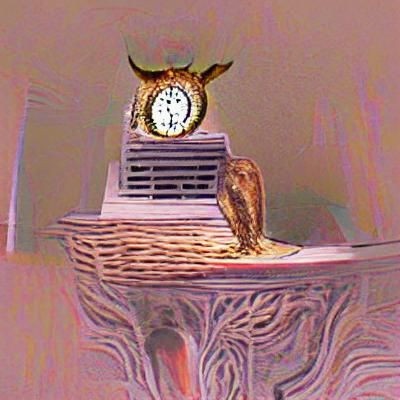 Owl on Clock at the Edge of Time