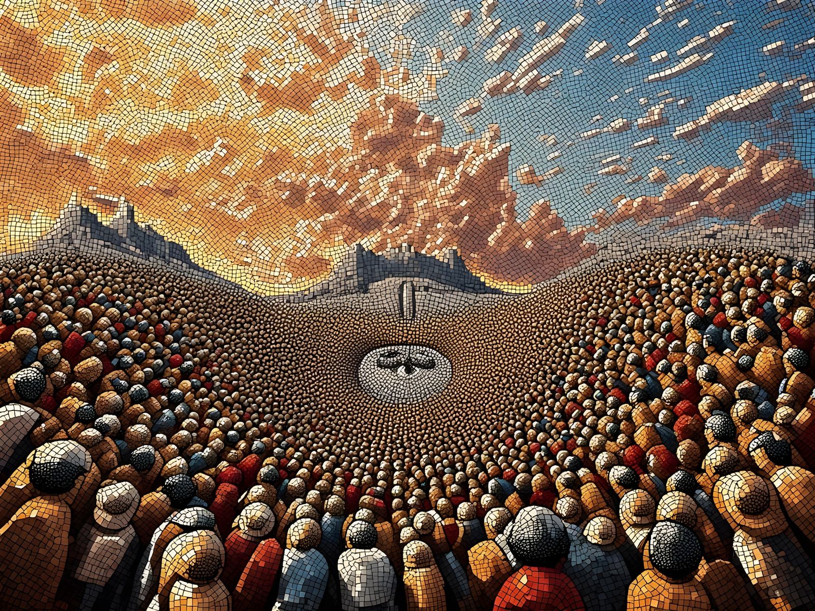 Ancient Battle Depicted in Detailed Mosaic Art