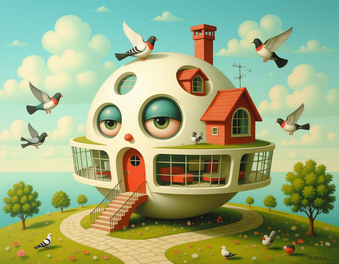 🏆🏆Organic Architecture,  Kitsch, tilt-shift, Mixed Media, Mark Ryden, Kandinsky, borderline pigeon agony Surrealism