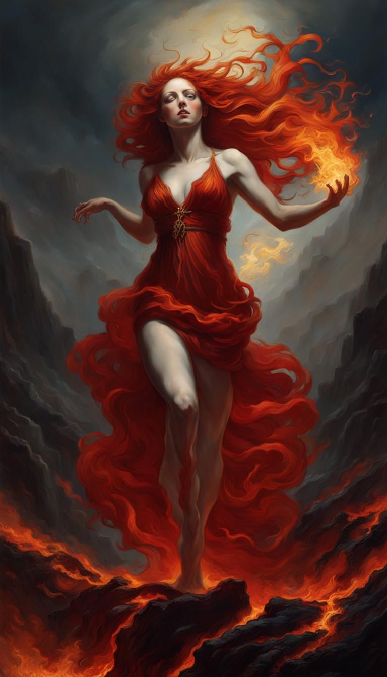 Woman of Fire and Flames