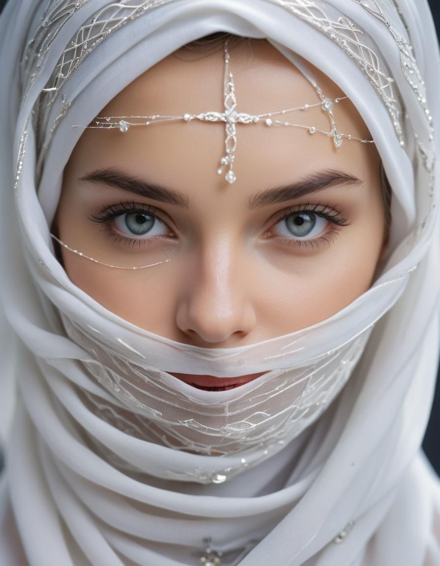 Beautiful Face with Optic Fiber Ornament