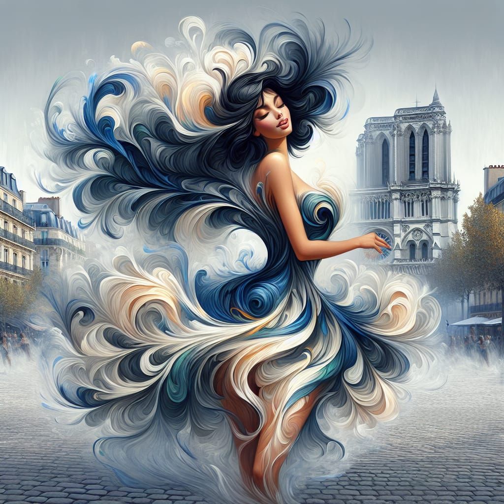 Surrealistic Dream Dancer in Notre Dame Square