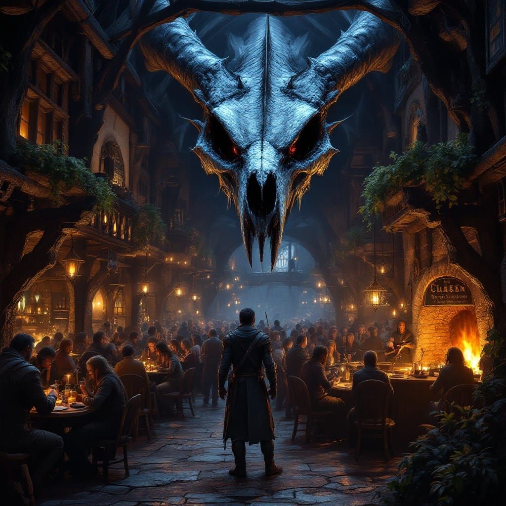 Medieval Fantasy Tavern Scene in Photorealistic Unreal Engin...