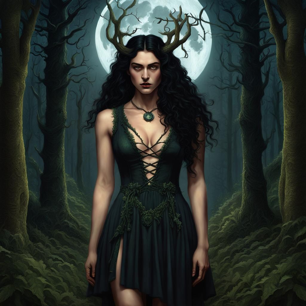 Beltane Witch Celebrates Spring Equinox: Fantasy Art