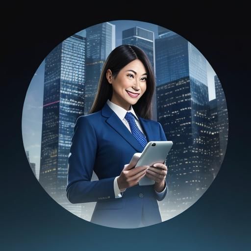 Confident Businesswoman in Bright Office: Digital Art