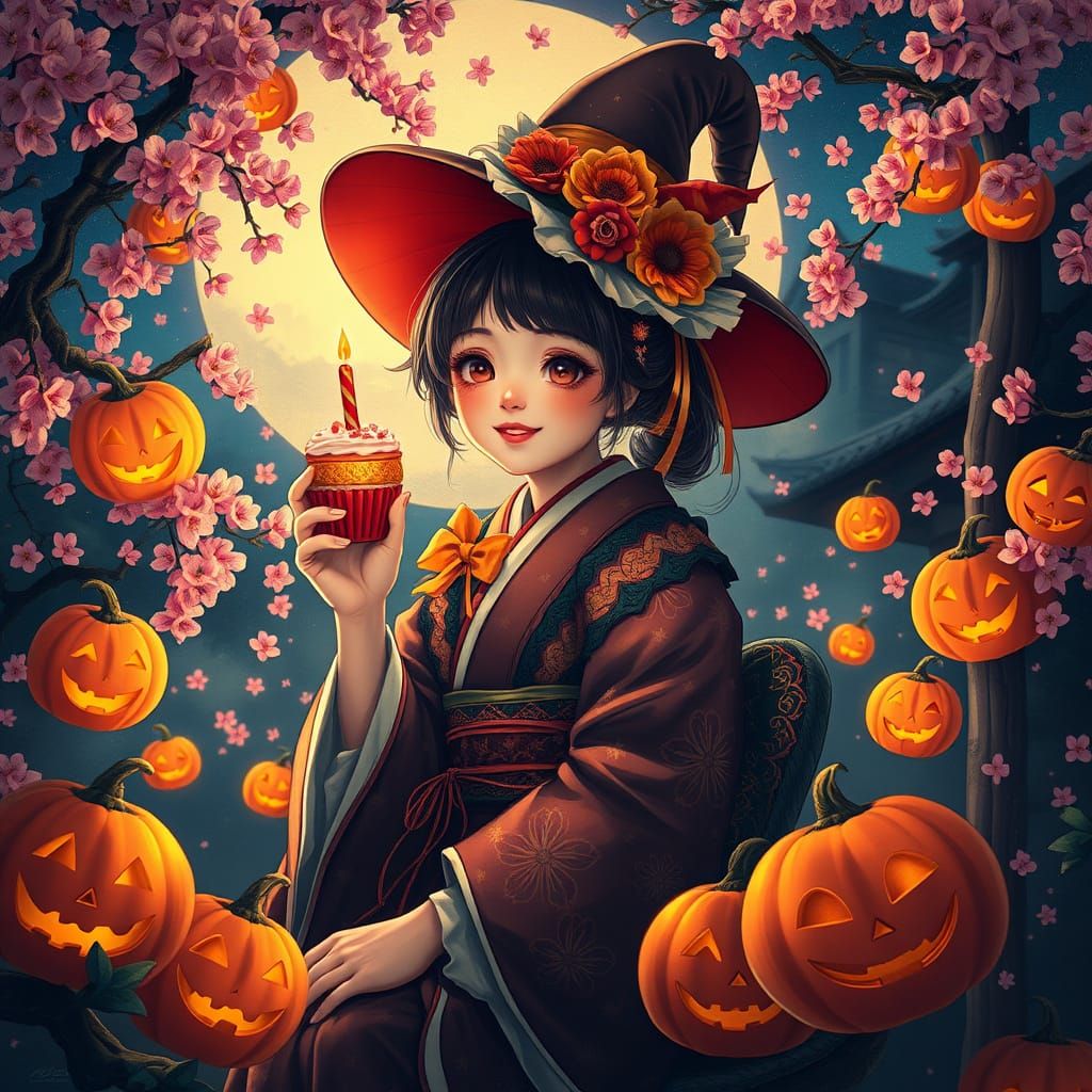 Ukiyo-e Japanese Witch Birthday Celebration