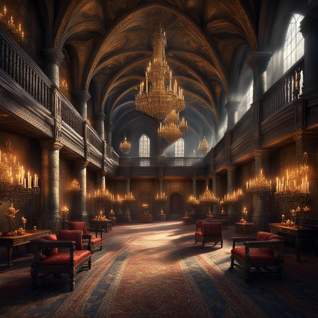 Medieval Castle Hall in Epic Digital Painting
