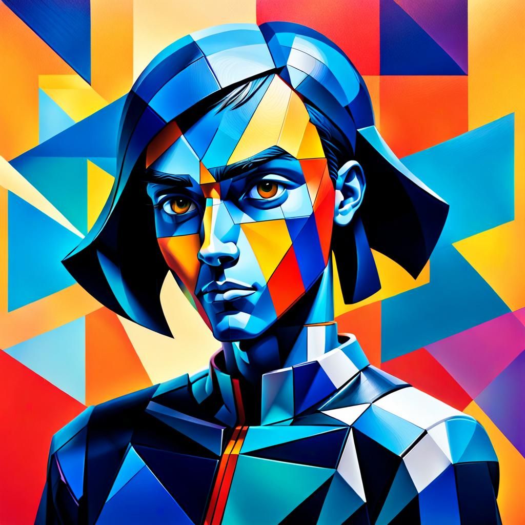 Cubist Humanoid Number 3 in Pop Art Style