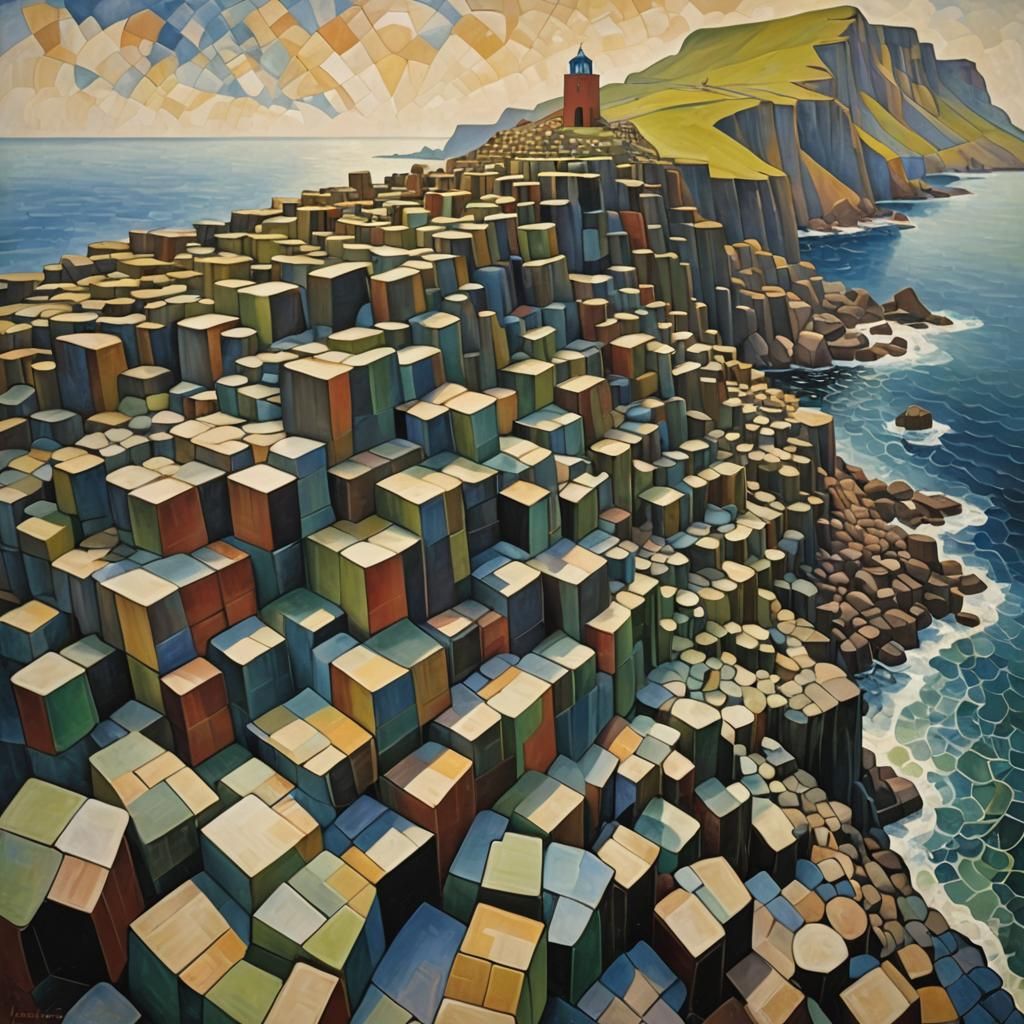 Giant's Causeway in Abstract Cubism Style