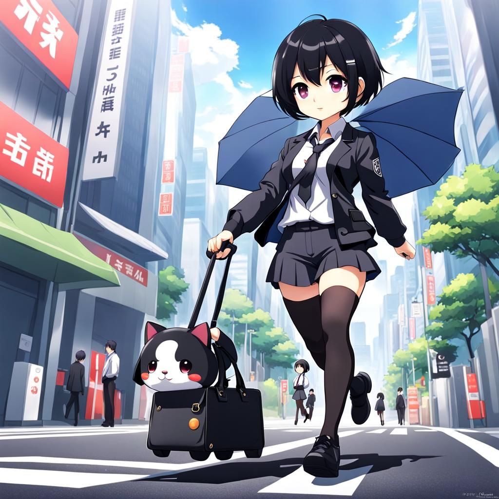 Anime Style Girl Going to Work in 4K