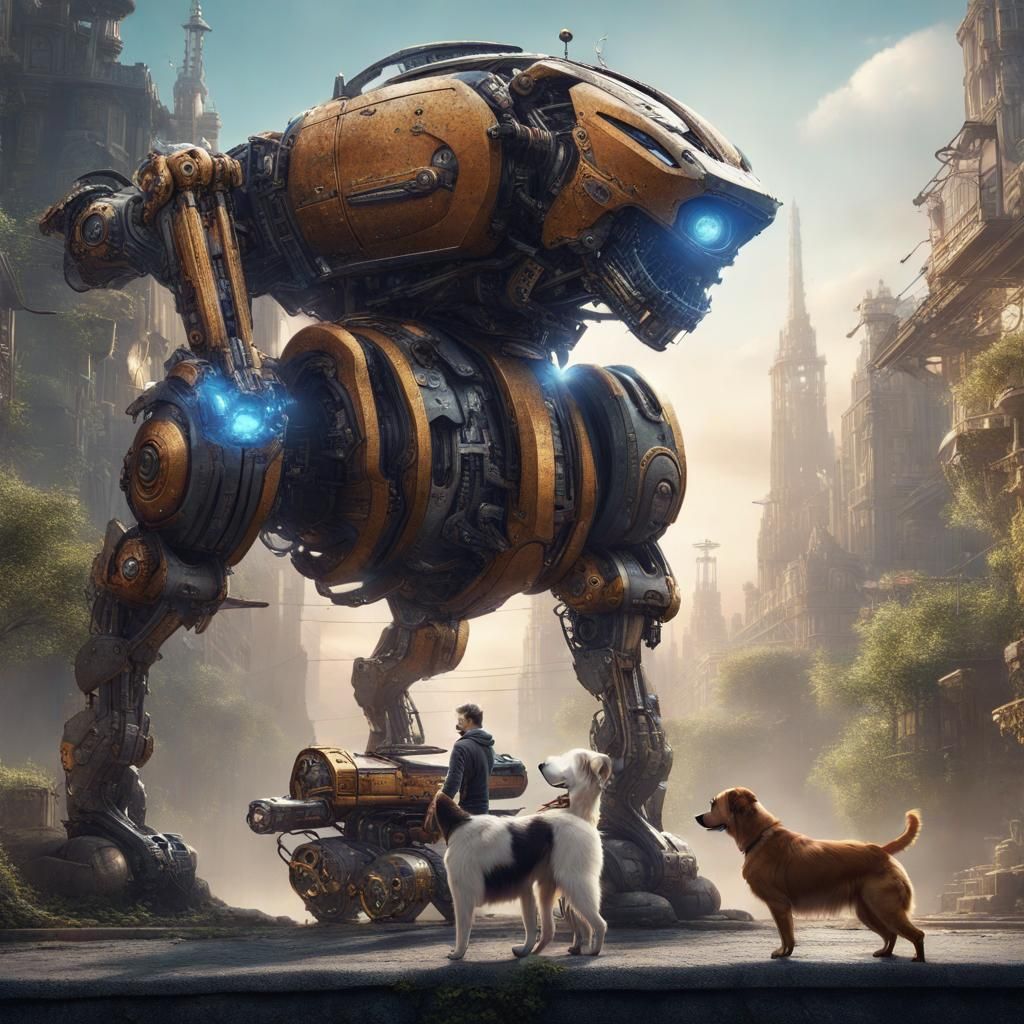 Fantastic Dog, Man, Cat, Arm, and Robot