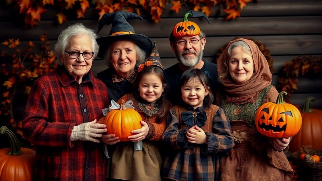 Family Halloween Portrait in Photorealistic Style