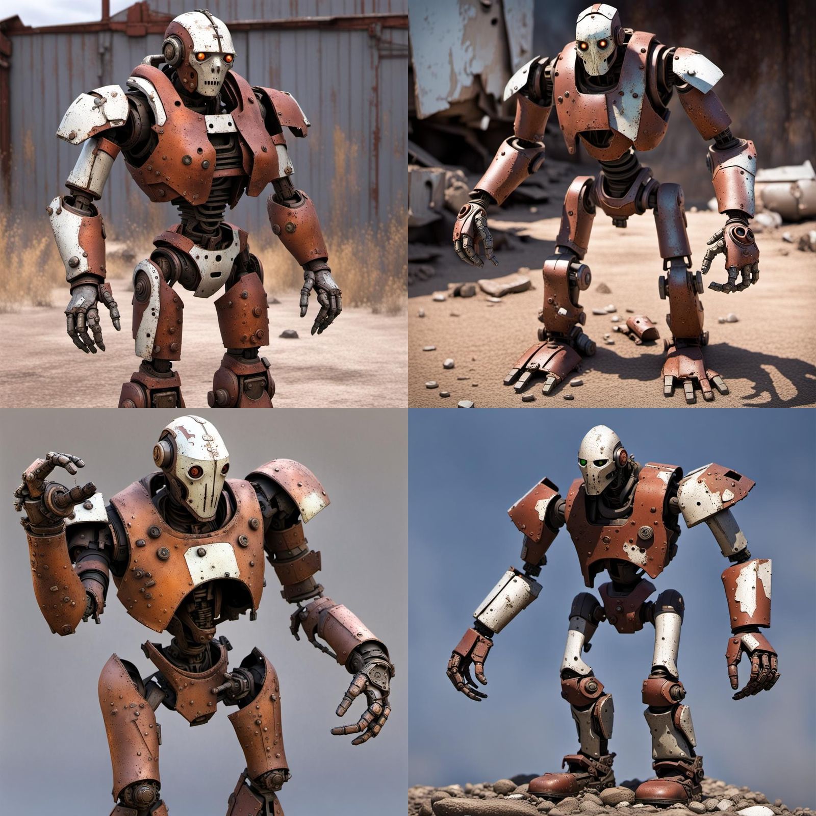 Junkyard Robot in Dynamic Pose: Fantasy Warforged