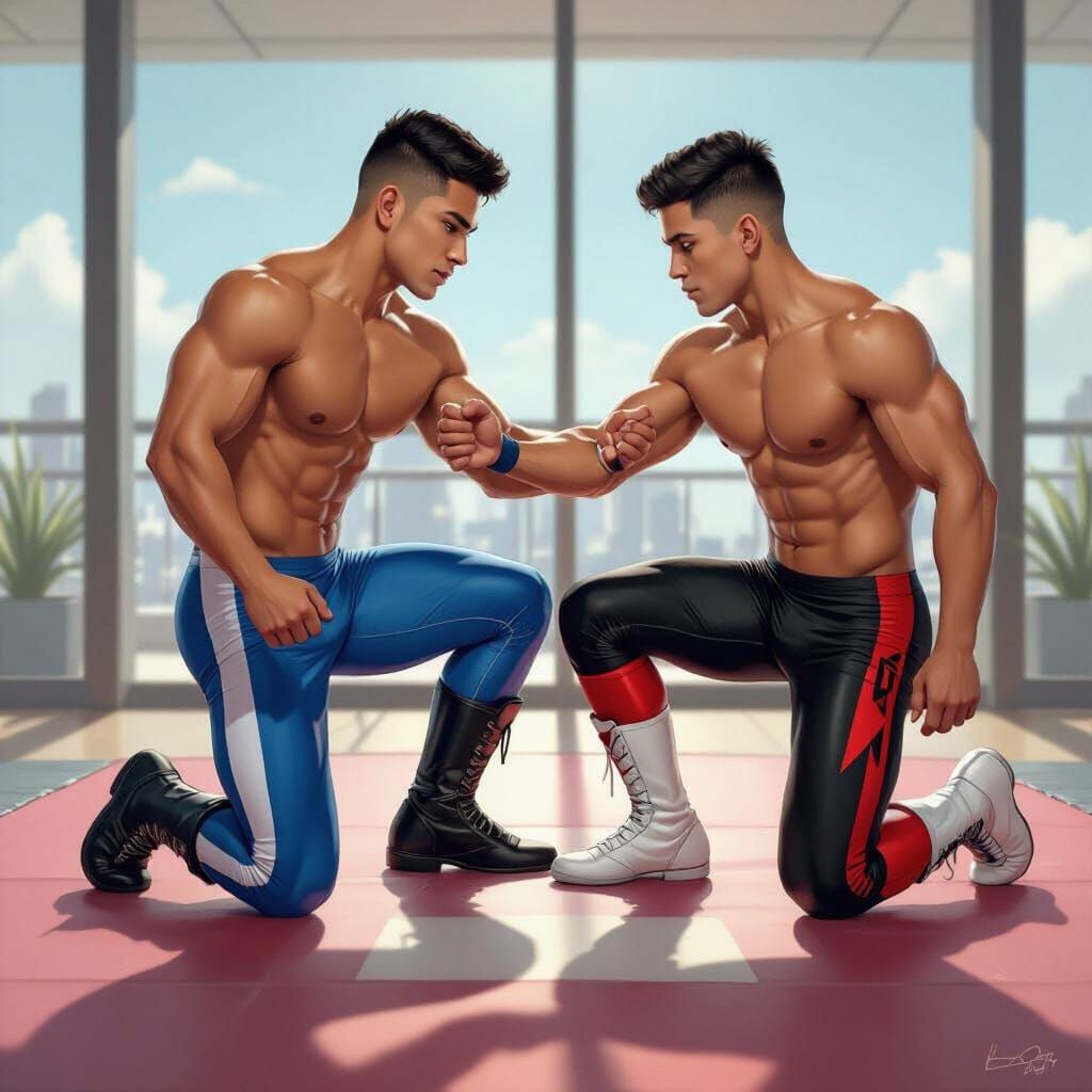 Wrestling Practice in a Penthouse: Dynamic Graphic Novel Art