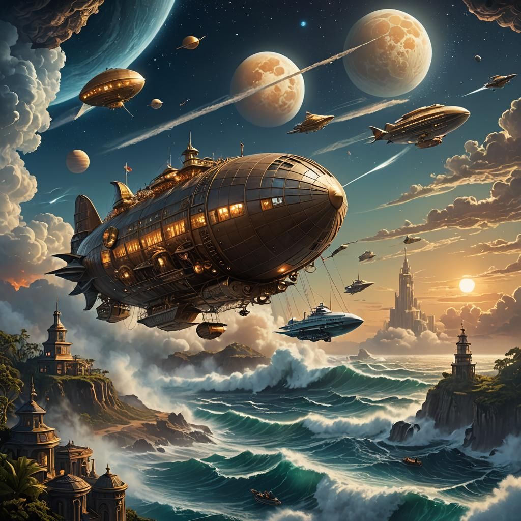 Ocean Waves, Airships, Spaceships & Time Vortex
