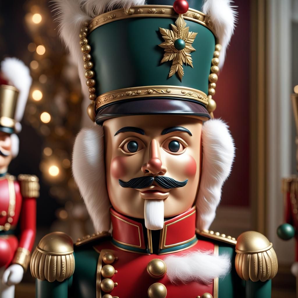 Majestic Nutcracker Portrait in Hyperrealistic Style