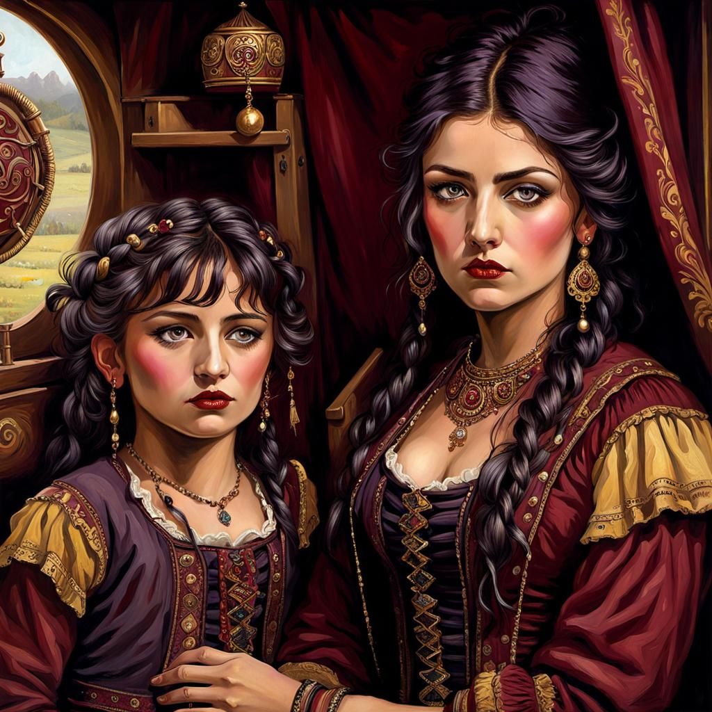 Gypsy Wagon Interior with Girl, Circa 1900