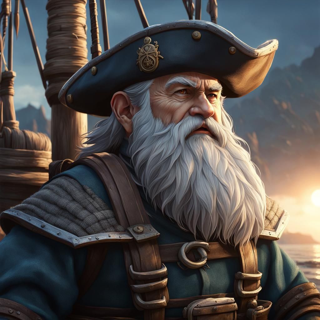 Grizzled Dwarf Fishing Boat Captain in 3D Anime Art