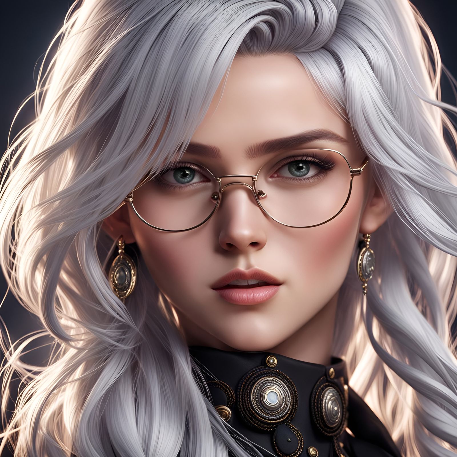 Platinum Blonde with Braids: Hyperdetailed Portrait